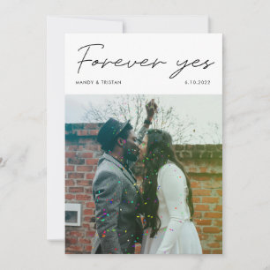 Modern Minimalist Script Forever Yes Elopement Announcement