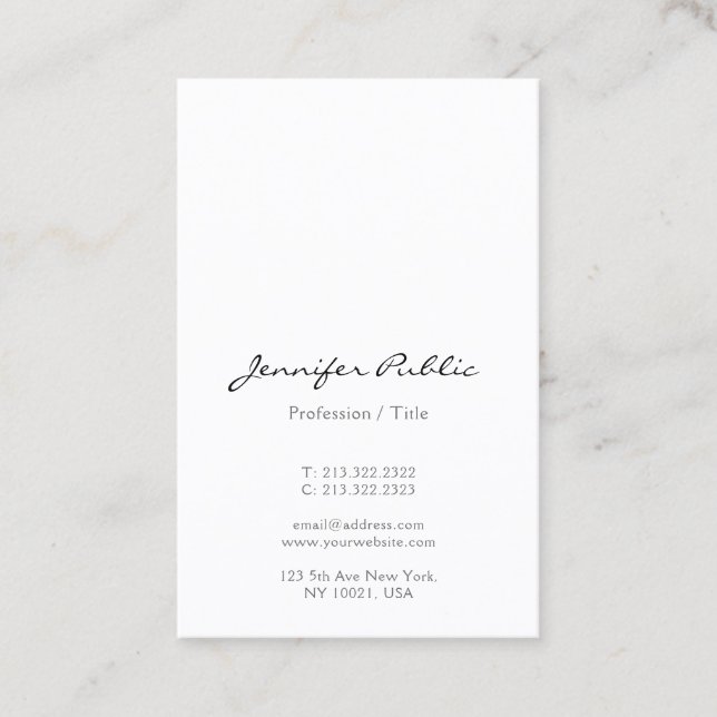 Modern Minimalist Script Gloss Euro Size Vertical Business Card (Front)