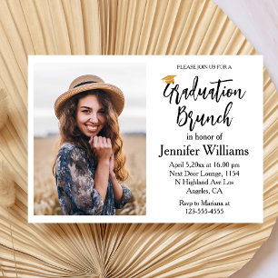 modern minimalist script graduation brunch photo invitation