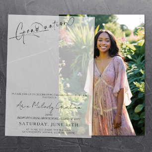 Modern minimalist script graduation invitation 