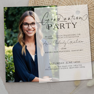 Modern minimalist script graduation invitation 