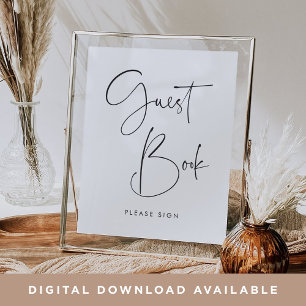 Modern Minimalist Script Guest Book Sign