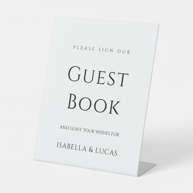 Modern Minimalist Script Guestbook Pedestal Sign (Front)