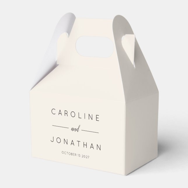 Modern Minimalist Script Ivory Custom Wedding Favor Box (Front Side)