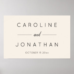 Modern Minimalist Script Ivory Custom Wedding Poster