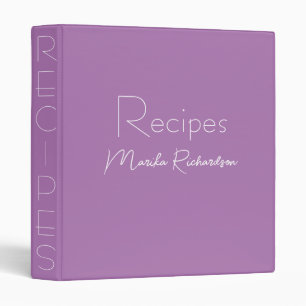 Modern Minimalist Script Lavender Recipes Binder