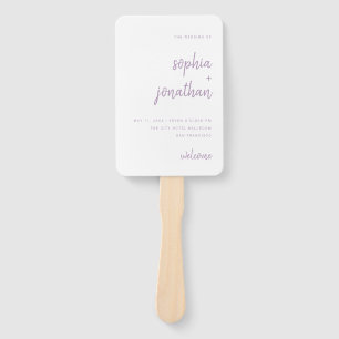 Modern Minimalist Script Lavender Wedding Hand Fan