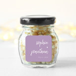 Modern Minimalist Script Lavender | Wedding Square Sticker<br><div class="desc">These elegant,  minimalist wedding stickers feature white modern script typography and clean,  sans serif text on a colourful pastel lavender light purple background for a simple and stylish design you will love.</div>