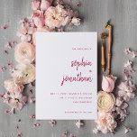 Modern Minimalist Script | Magenta Red Wedding Invitation<br><div class="desc">These elegant,  minimalist wedding invitations feature magenta red modern script typography and clean,  sans serif text on a white background for a simple and stylish design you will love.</div>
