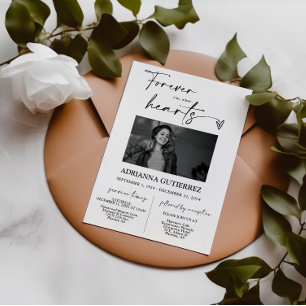 Modern Minimalist Script Memorial Photo Funeral Invitation