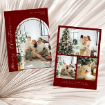 Modern Minimalist Script Merry Christmas Photo Red Holiday Card<br><div class="desc">Modern Minimalist Script Merry Christmas Photo Red Holiday Card</div>
