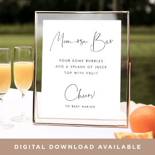 Modern Minimalist Script Mom-osa Bar Sign