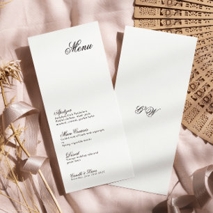 Modern Minimalist Script Monogram Wedding Menu