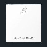 Modern Minimalist Script Monogram White Notepad<br><div class="desc">Keep all of your notes organized with this modern minimalist script monogram notepad. Featuring a sleek and simple design,  this notepad is perfect for use at home,  in the office,  or on-the-go. The white background and customizable script monogram make this notepad a stylish addition to any workspace.</div>