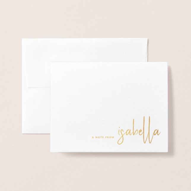 Modern Minimalist Script Name Foil Card (Front With Envelope)