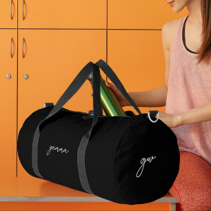 Modern Minimalist Script Name Monogram Duffle Bag