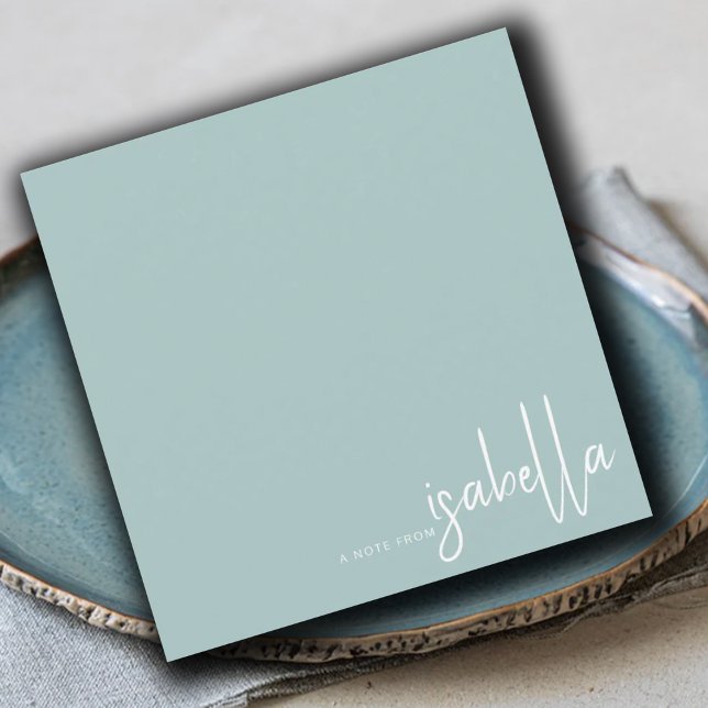 Modern Minimalist Script Name Note From Blue Green Card (Creator Uploaded)