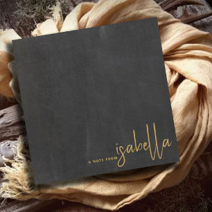 Modern Minimalist Script Name Note From Chalkboard Card