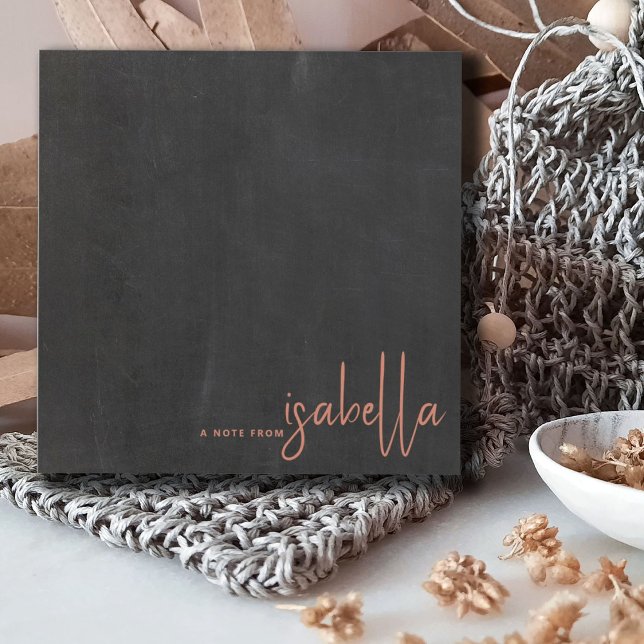 Modern Minimalist Script Name Note From Chalkboard Card (Creator Uploaded)