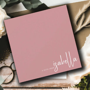Modern Minimalist Script Name Note From Dusty Pink Card