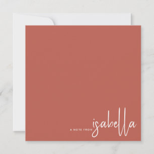 Modern Minimalist Script Name Note From Terracotta Card