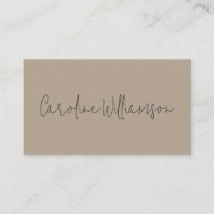 Modern Minimalist Script Name Tan Brown Unique Business Card