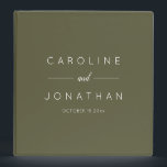 Modern Minimalist Script Olive Moss Custom Wedding Binder<br><div class="desc">This personalized wedding binder features a modern minimalist design with an olive green cover and clean white typography for a timeless, polished look. Customize it with the couple’s names and wedding date to create a meaningful keepsake for photos, vendor documents, timelines, or important wedding paperwork. Ideal for couples who want...</div>