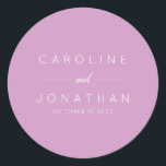 Modern Minimalist Script Orchid Custom Wedding Classic Round Sticker<br><div class="desc">Modern Minimalist Script Purple Orchid Custom Wedding Classic Round Sticker</div>