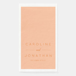 Modern Minimalist Script Peach Custom Wedding Napkin