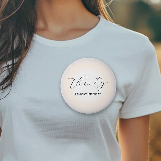 Modern Minimalist Script Pearl Milestone Birthday 3 Inch Round Button (Creator Uploaded)