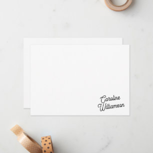 Modern Minimalist Script Personalized Stationery  Card