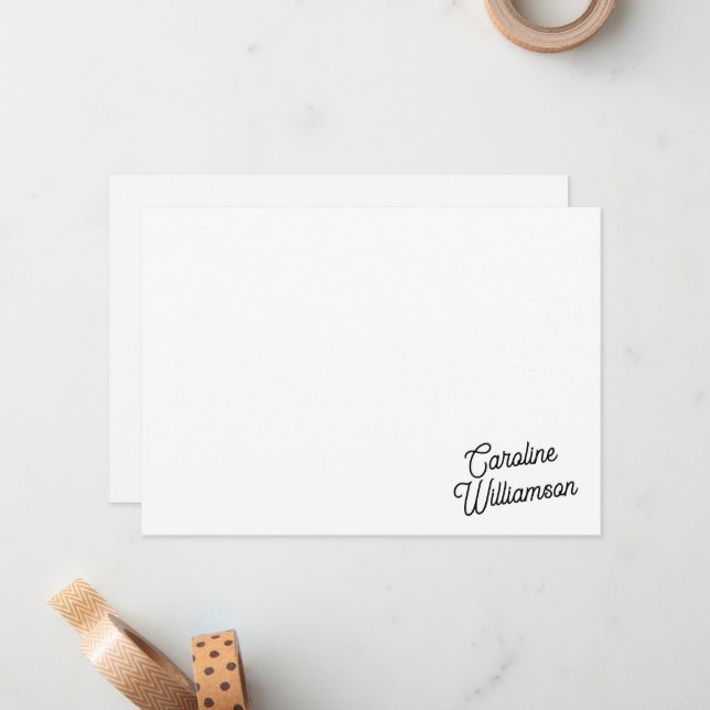 Modern Minimalist Script Personalized Stationery  Card (Front/Back In Situ)