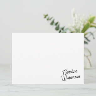 Modern Minimalist Script Personalized Stationery  Card