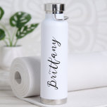 Modern Minimalist Script Personalized Water Bottle<br><div class="desc">Give a friend this practical Personalized Modern Minimalist Water Bottle! Perfect to bring on the go! Different colour options available.</div>