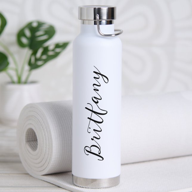 Modern Minimalist Script Personalized Water Bottle (Personalized Water Bottle with Name - perfect as a birthday gift, bridesmaid gift or for the bride!)