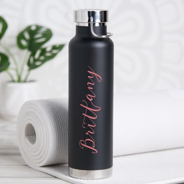 Modern Minimalist Script Personalized Water Bottle (Personalized Water Bottle - Perfect for a Bridesmaid Proposal, Bachelorette or birthday gift!)