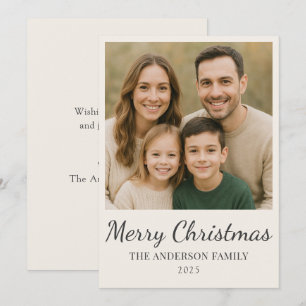 Modern Minimalist Script Photo  Holiday Card