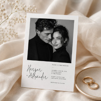 Modern Minimalist Script Photo Wedding Invitation