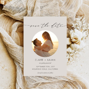 Modern Minimalist Script Photo Wedding Save The Date