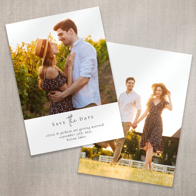 Modern Minimalist Script Photo Wedding Save The Date (Creator Uploaded)