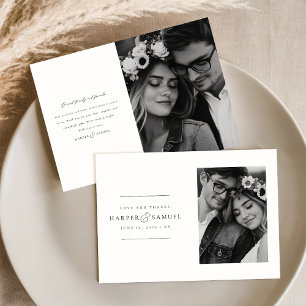 Modern Minimalist Script Photo Wedding Thank You Card