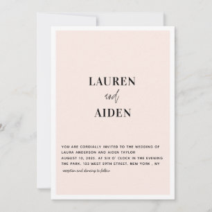 Modern Minimalist Script pink wedding  Invitation