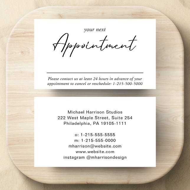Modern Minimalist Script Professional Appointment Card (Creator Uploaded)