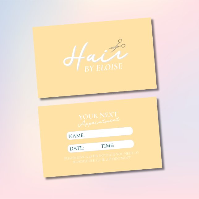 Modern Minimalist Script Professional Hairstylist  Appointment Card (Remind your most important customers of their next appointment with this minimalist script card. )