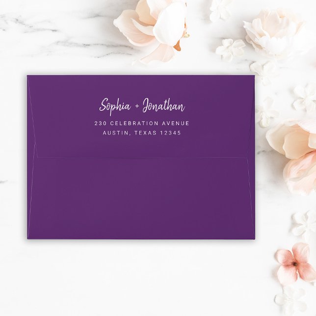 Modern Minimalist Script | Purple and White Envelope (Creator Uploaded)