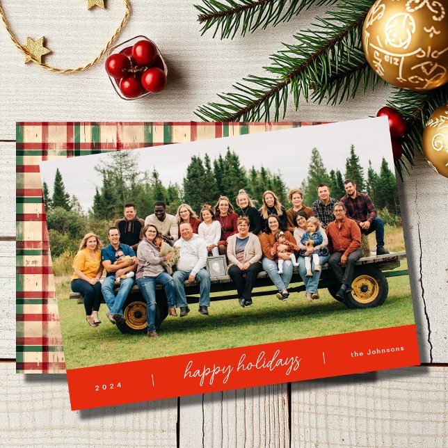 Modern Minimalist Script Red Christmas Holiday Card (Creator Uploaded)