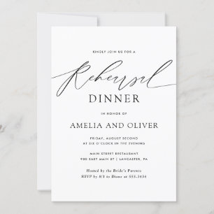Modern Minimalist Script Rehearsal Dinner Invitation
