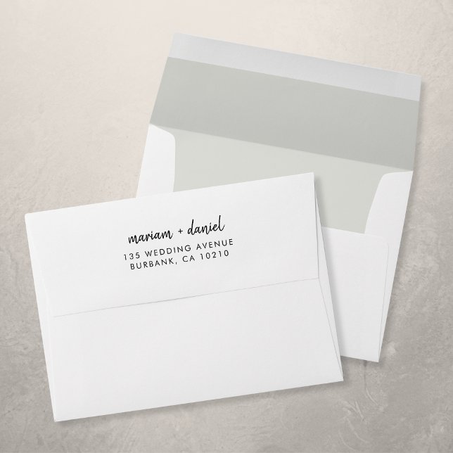 Modern Minimalist Script Return Address Wedding Envelope (Creator Uploaded)