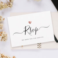 Modern Minimalist Script Rose Gold Wedding RSVP