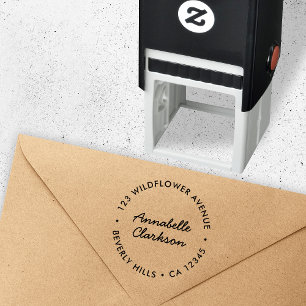 Modern Minimalist Script Round Return Address Self-inking Stamp